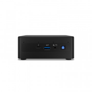 Mini computer with audio port, USB-C thunderbolt and USB 3 on the front